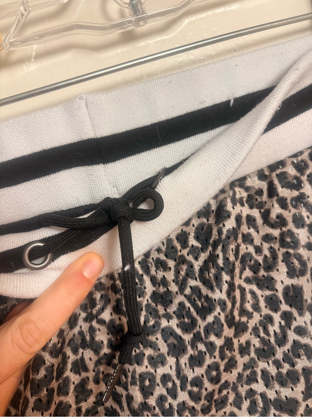 Leopard Print Athletic Shorts with Striped Elastic Waist - Picture 2 of 3